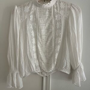Free People White Floral Blouse